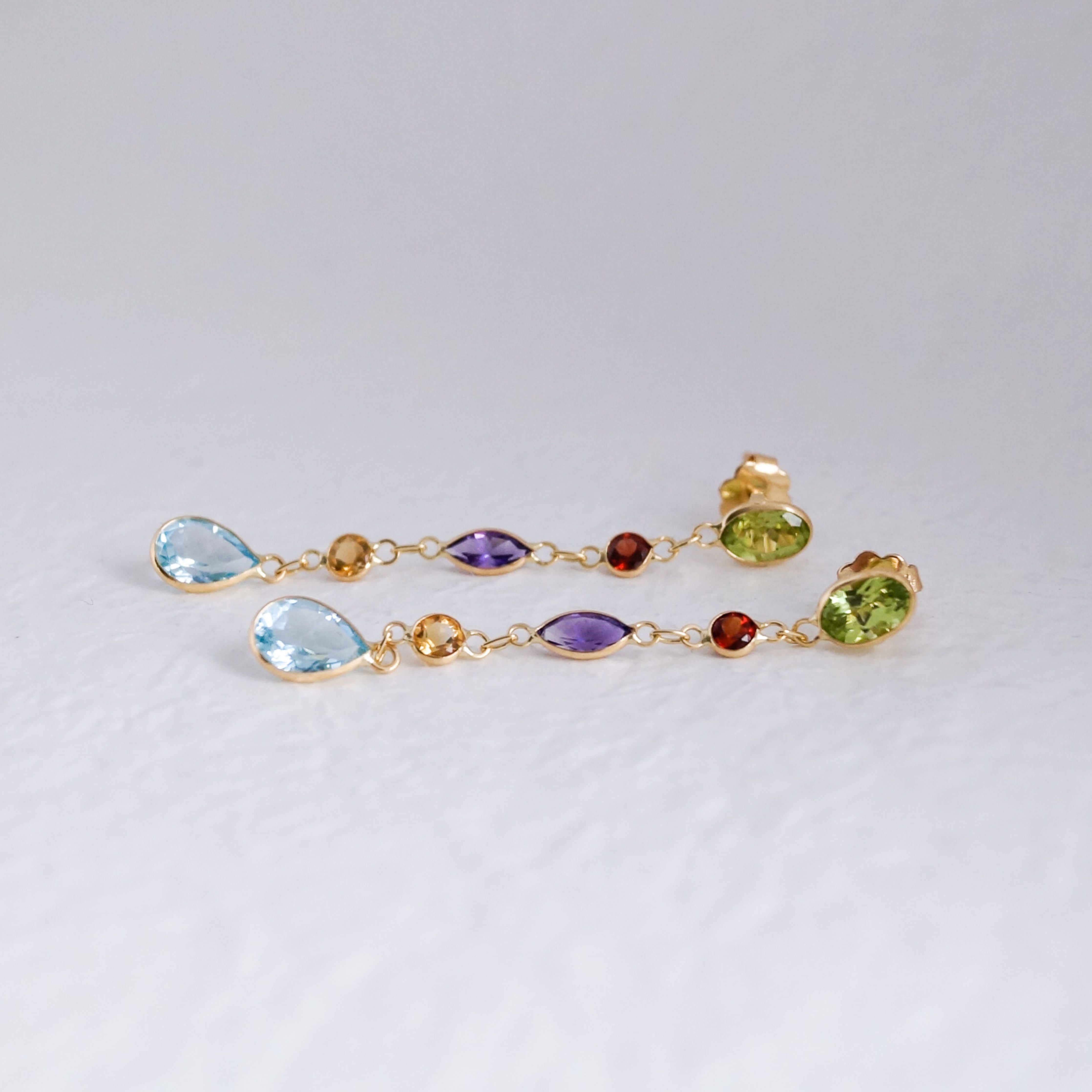 Mixed Gemstone Drop Earrings