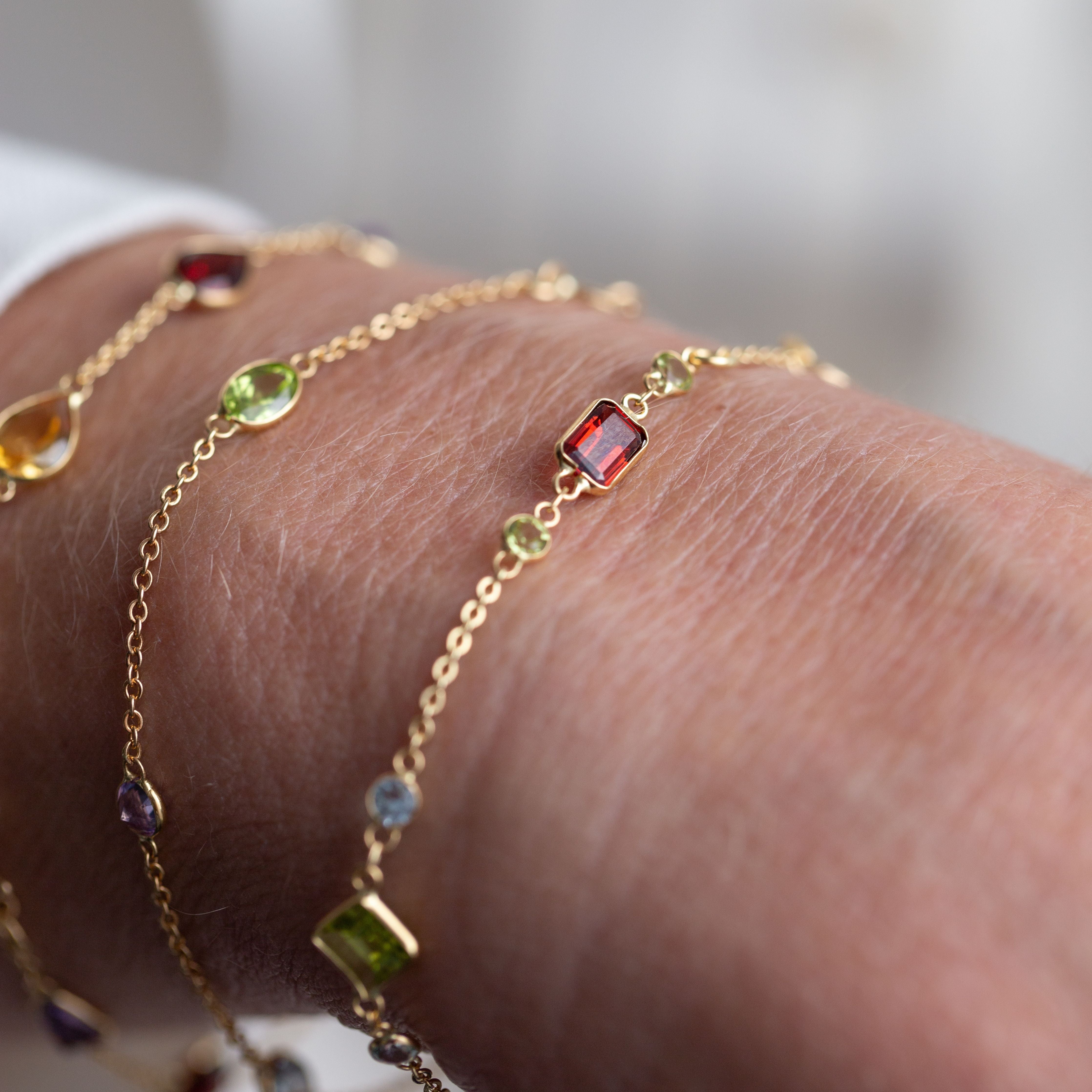 Mixed Gemstone Bracelet Round & Square