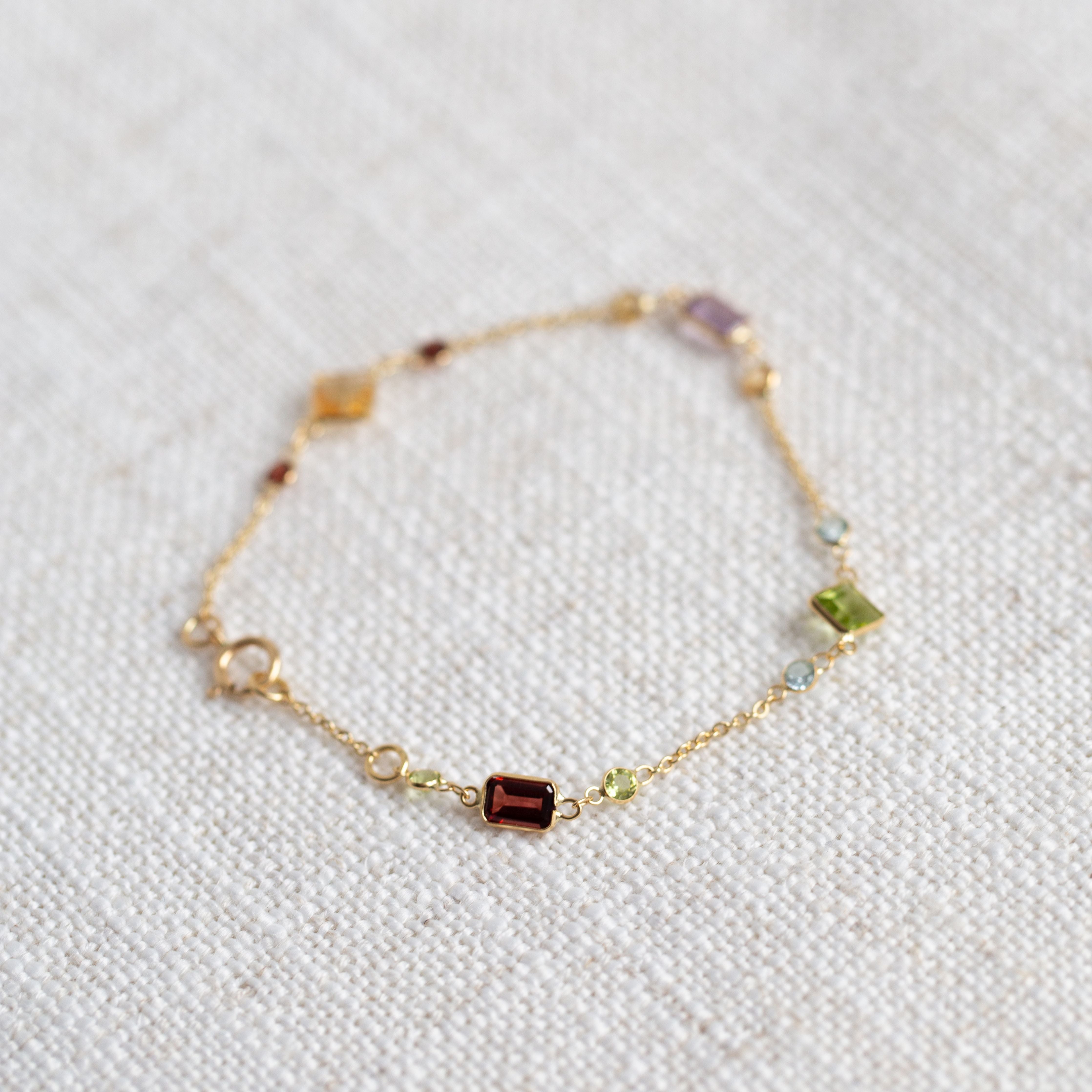 Mixed Gemstone Bracelet Round & Square