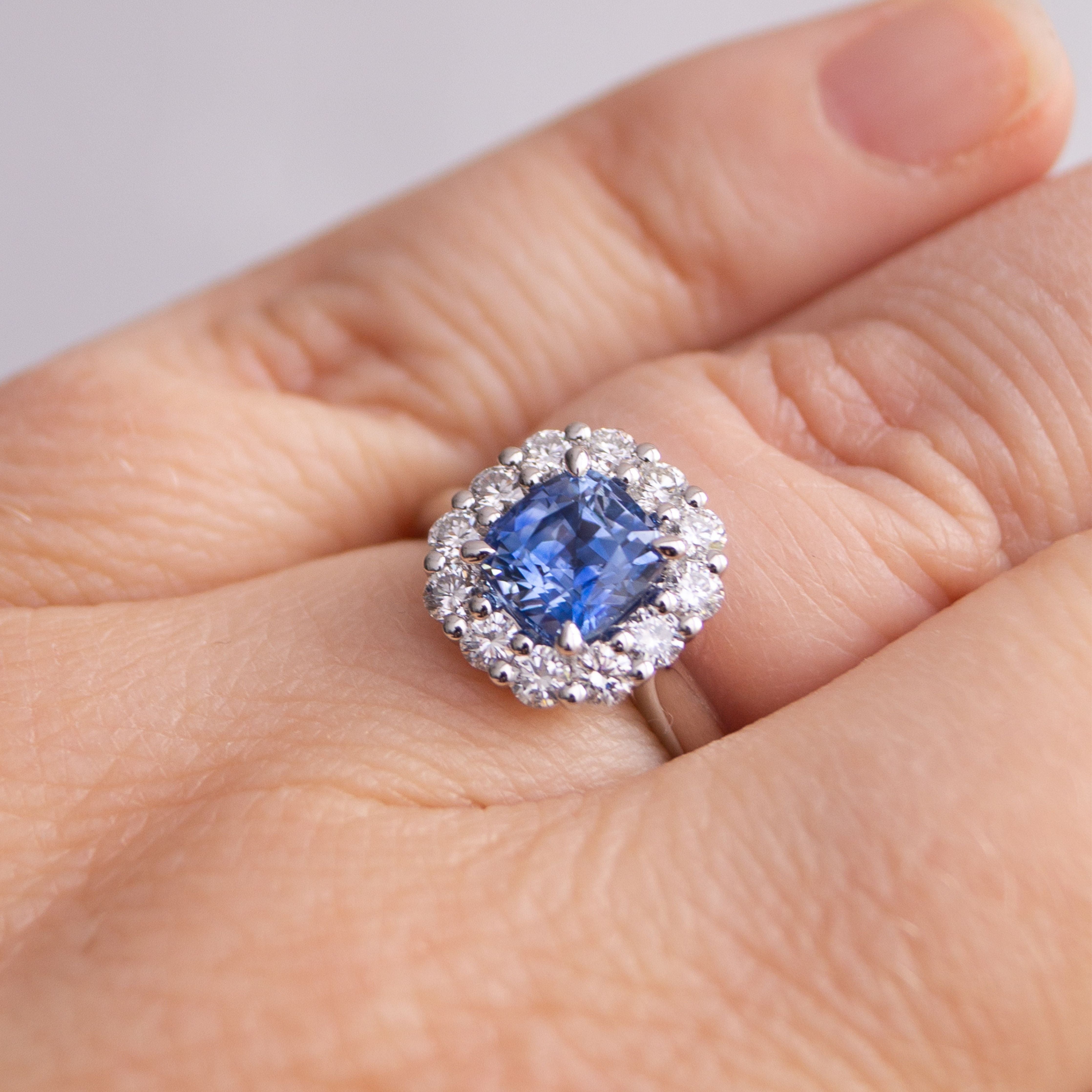 "Corfu" Ceylon Sapphire & 18K White Gold Ring
