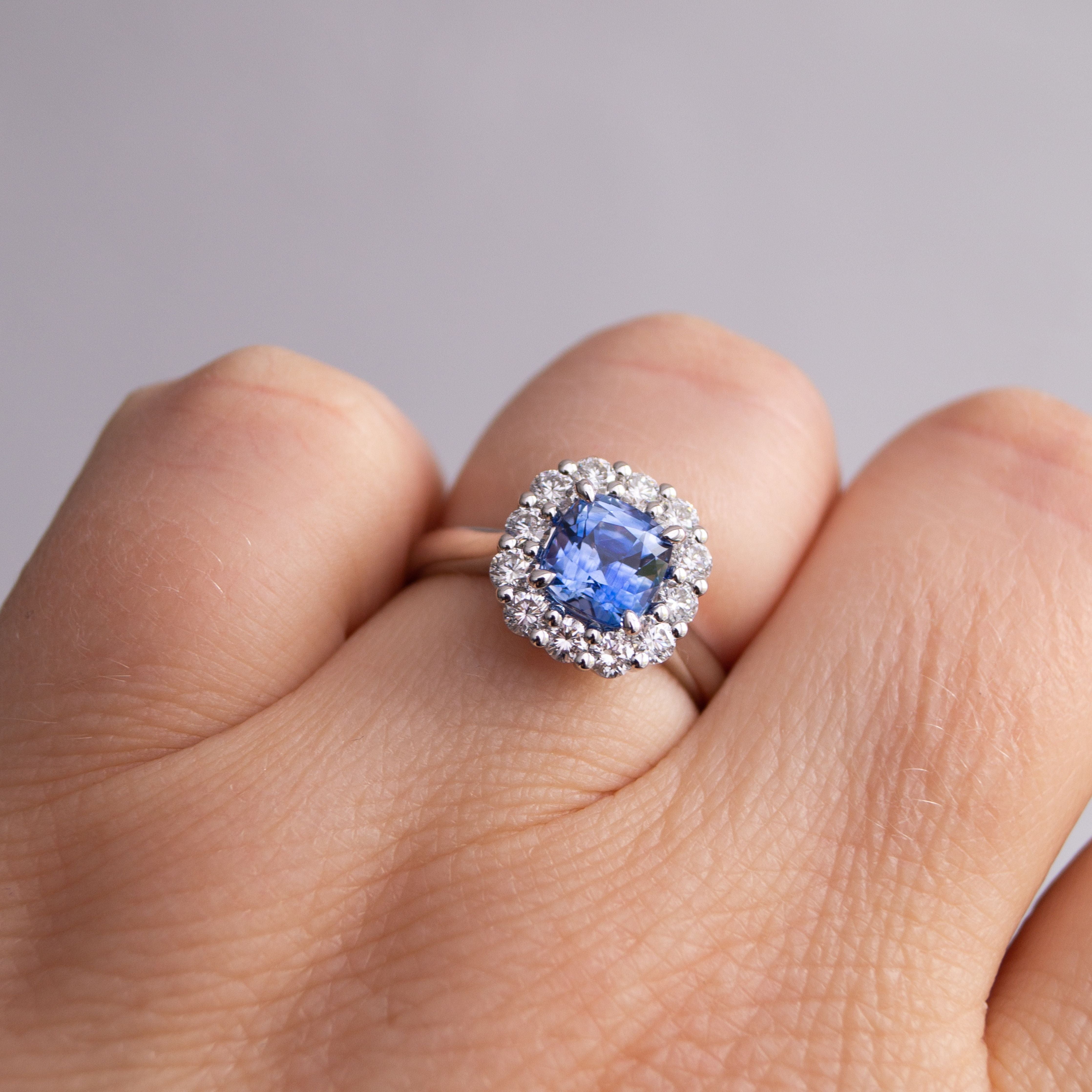 "Corfu" Ceylon Sapphire & 18K White Gold Ring
