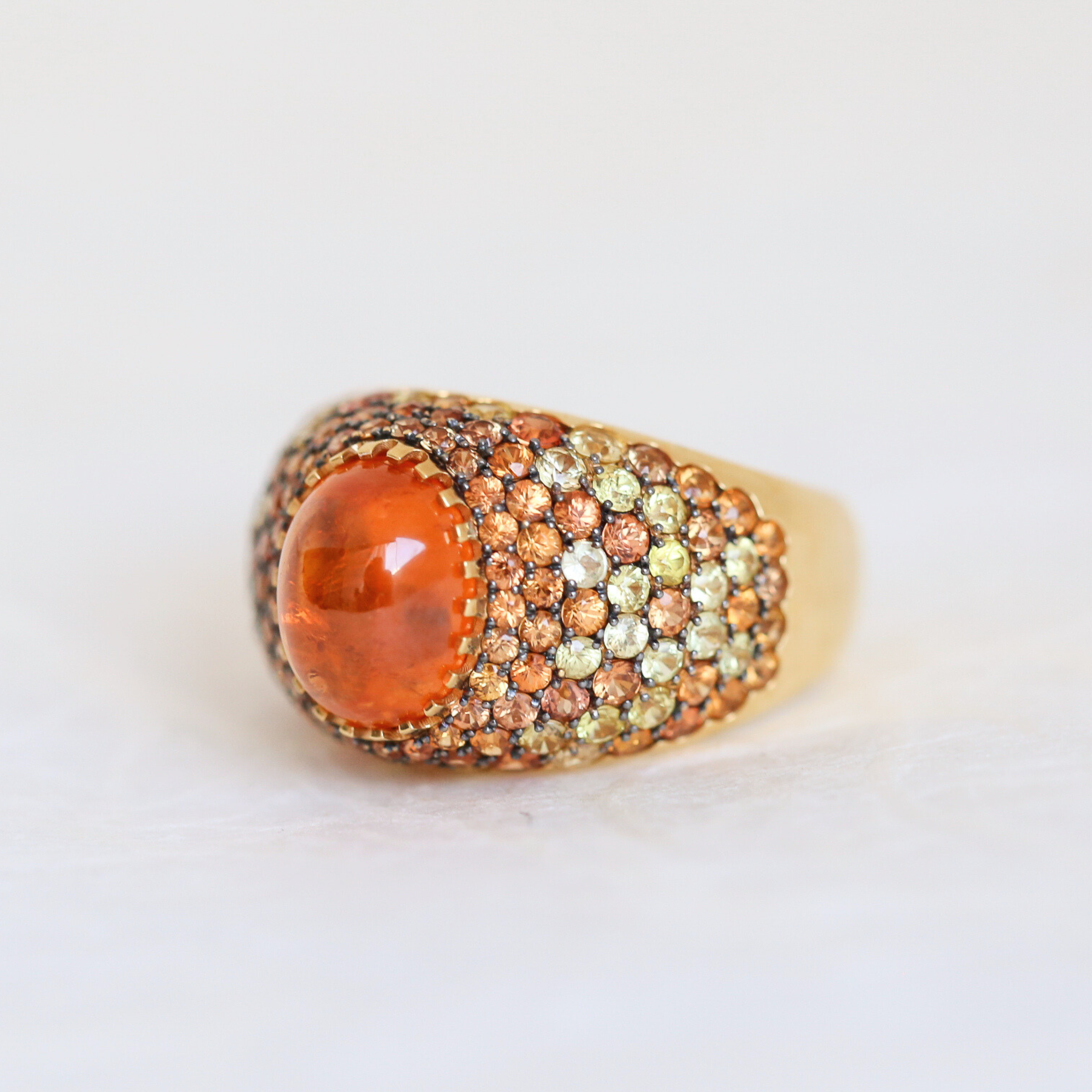 Spessartine & Sapphire Ring