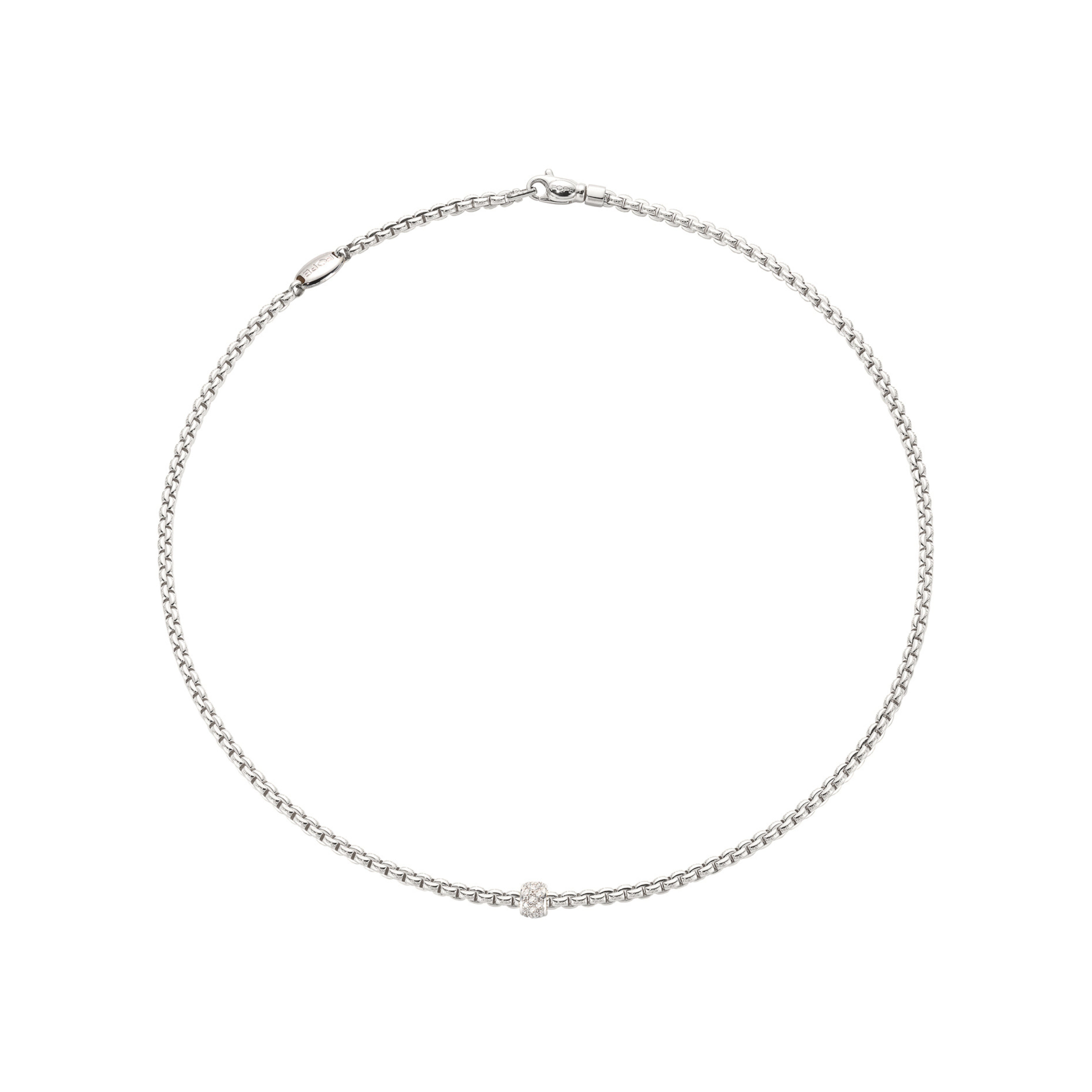 FOPE Necklace EKA 18K White Gold with Diamond Rondel (Medium)