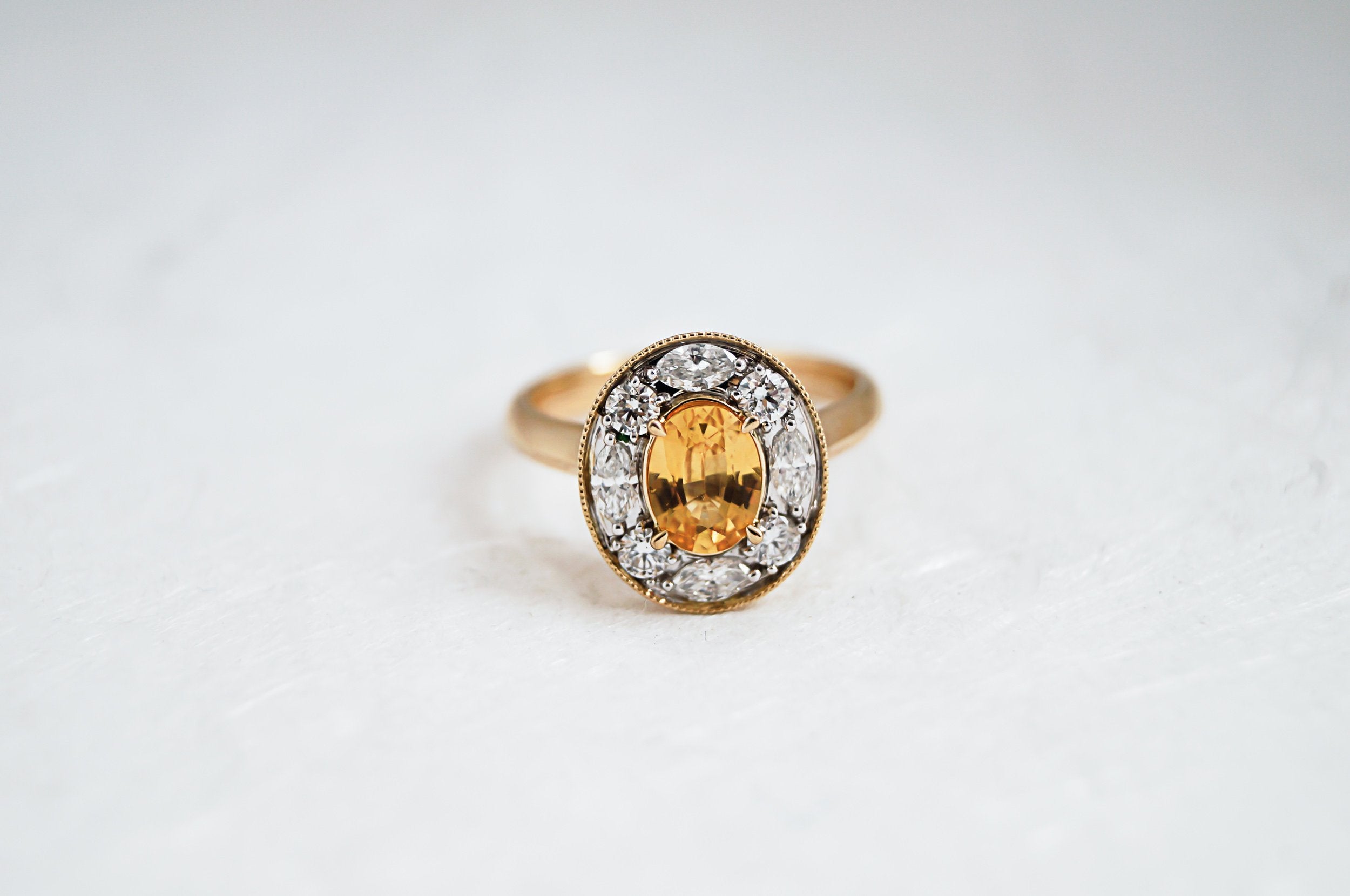Yellow Sapphire Halo Ring Claudia Jewellers