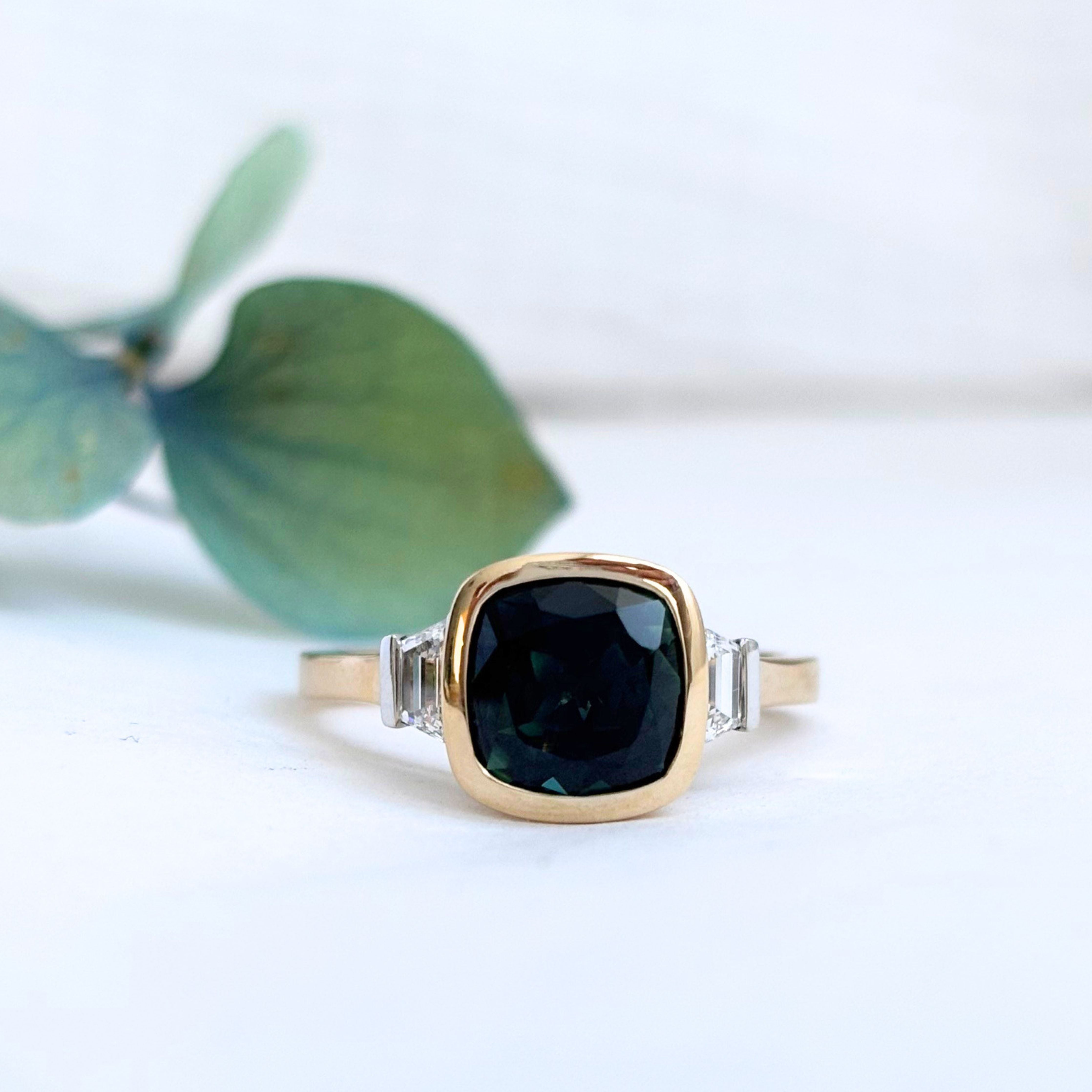 Australian Teal Sapphire Ring
