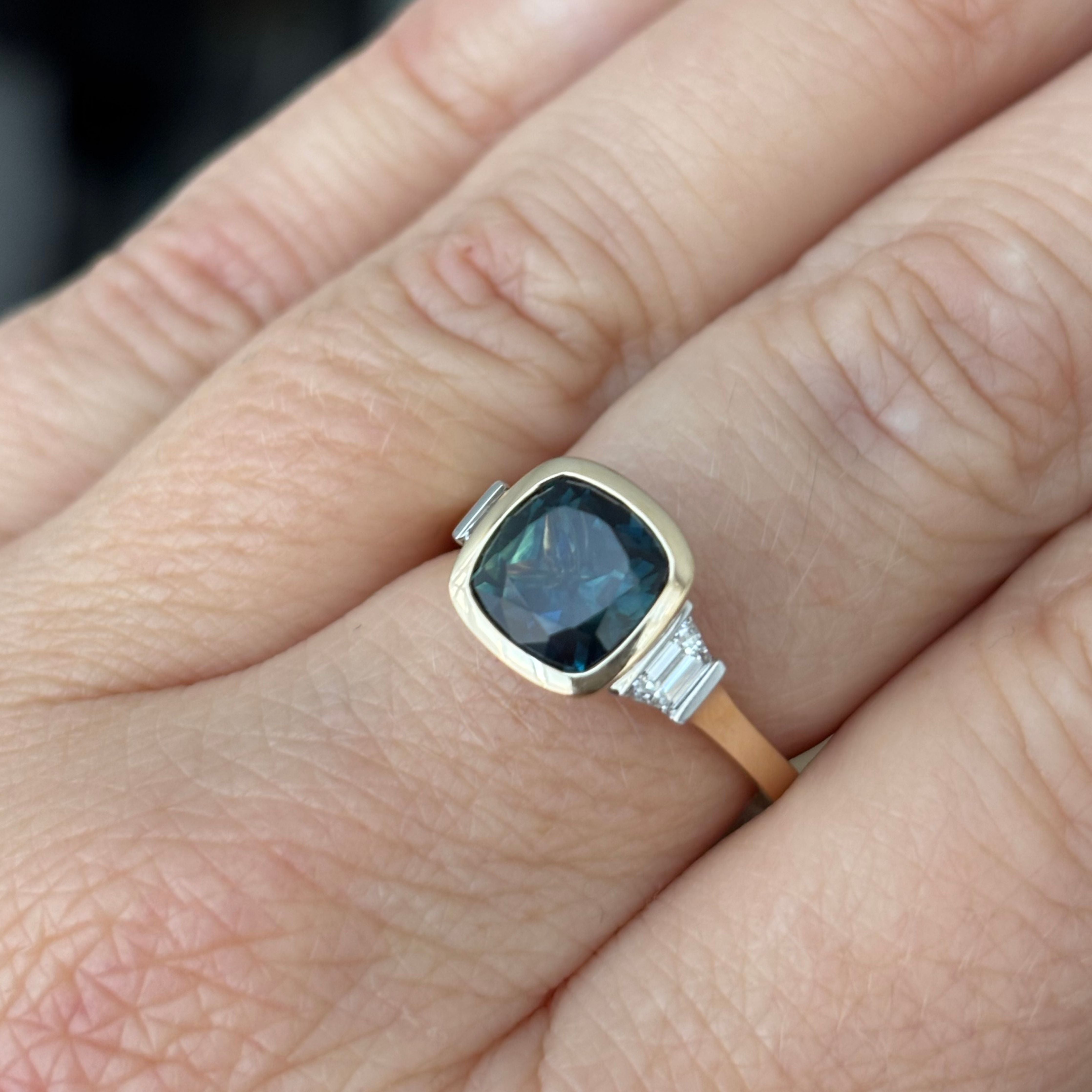 Australian Teal Sapphire Ring