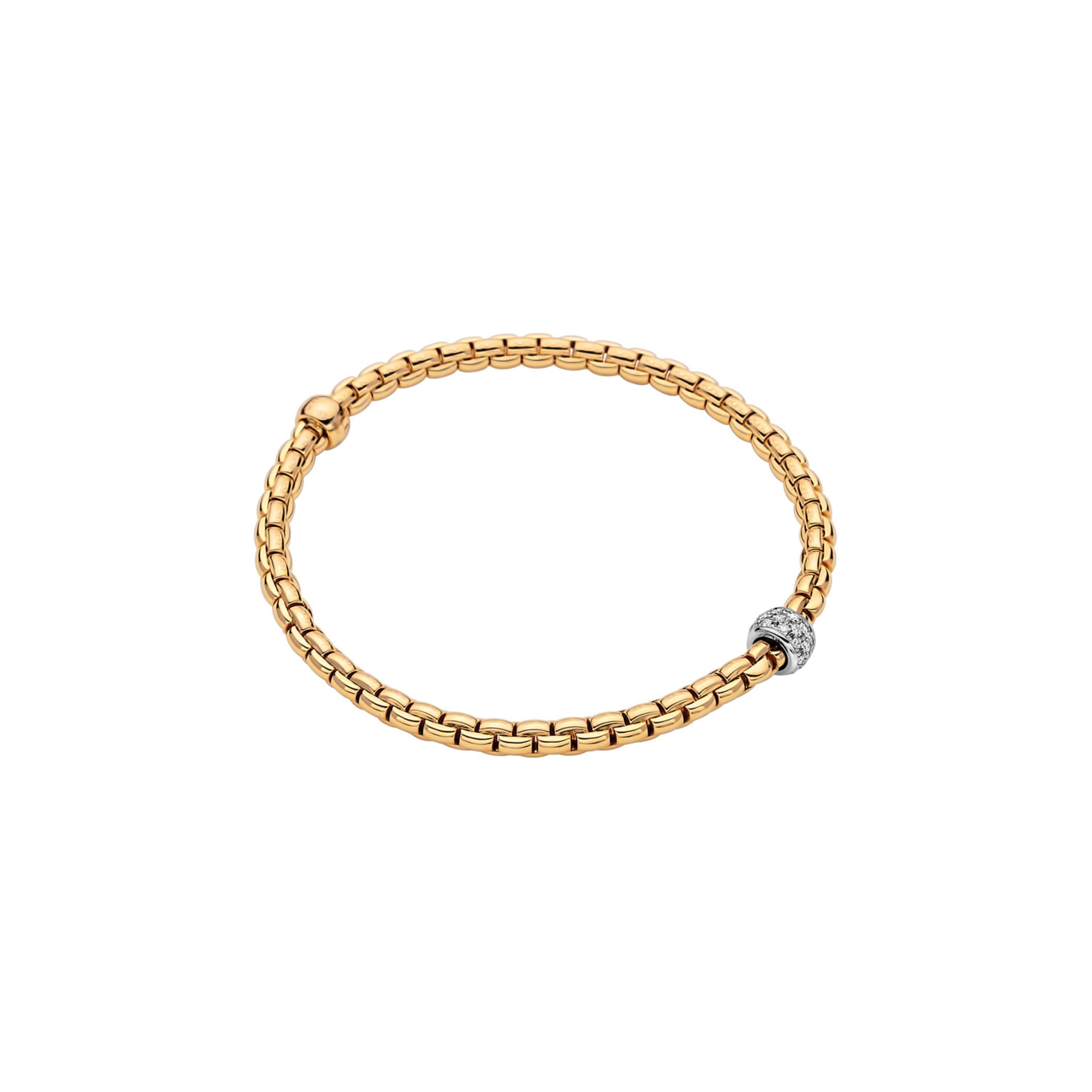 FOPE Flex&#39;it Eka Bracelet 18K Yellow Gold with White Gold Rondel