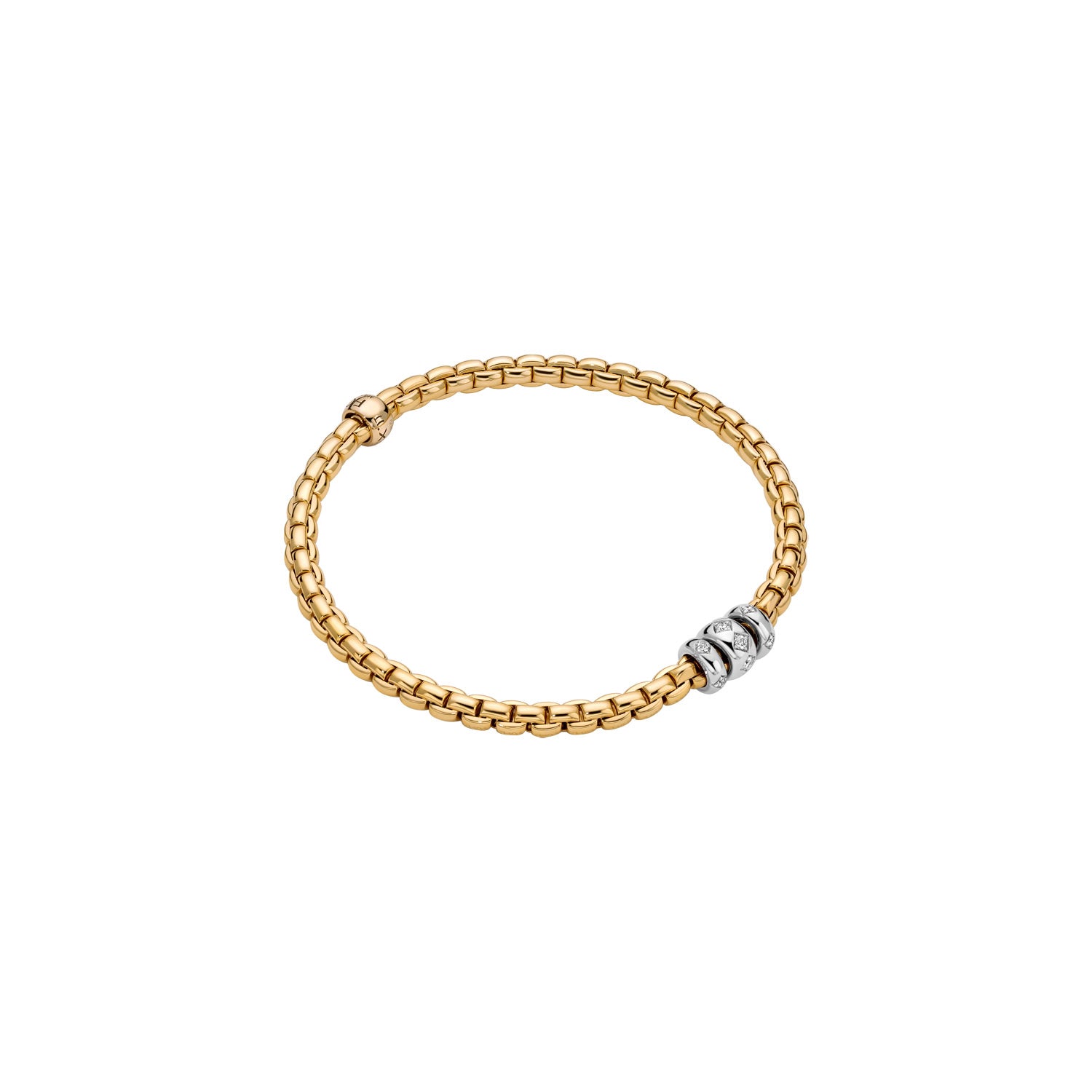FOPE Flex&#39;it Eka Bracelet 18K Yellow Gold with White Gold Rondel