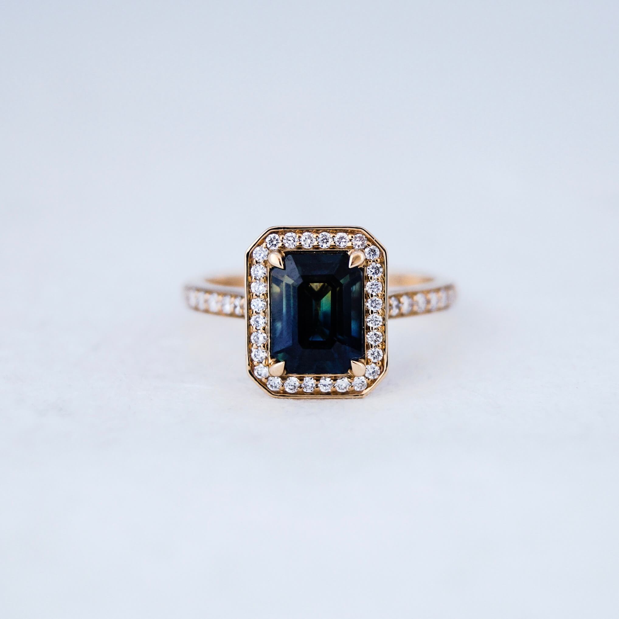 Australian Sapphire Emerald Cut Ring
