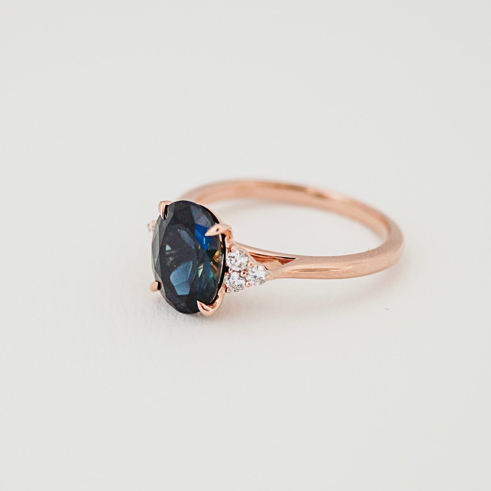 Oval Cut Australian Sapphire Rose Gold Ring Claudia Jewellers