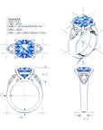 purple spinel and pear cut diamonds hand draw (1)